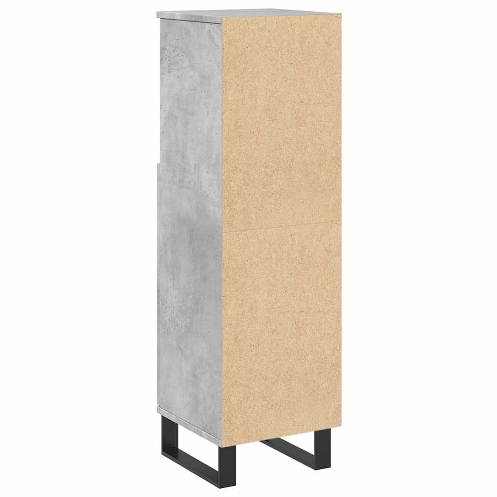 vidaXL Dulap de baie, gri beton, 30x30x100 cm, lemn prelucrat