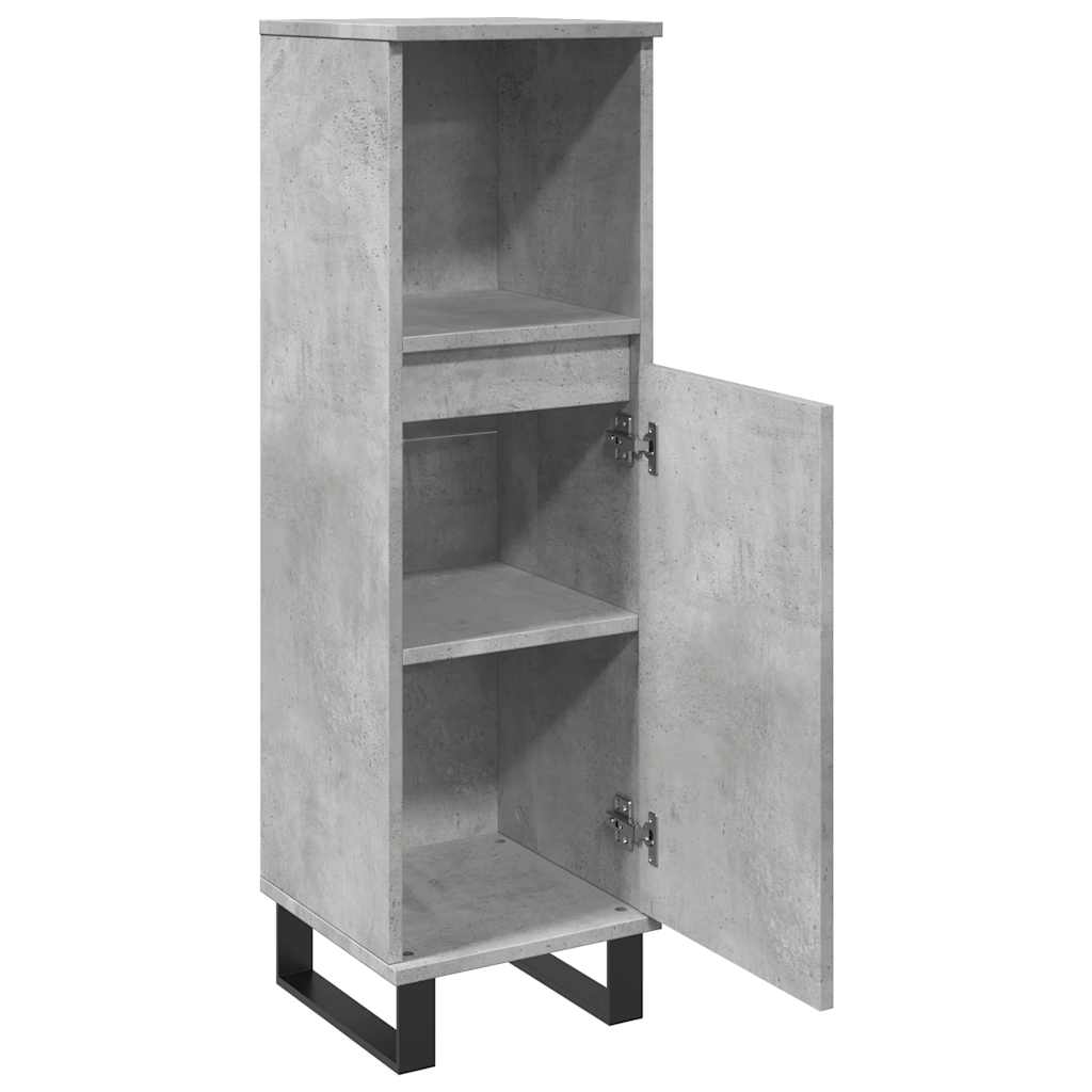 vidaXL Dulap de baie, gri beton, 30x30x100 cm, lemn prelucrat