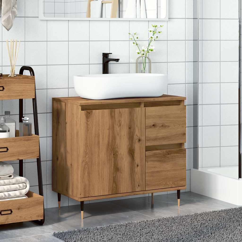 vidaXL Dulap de baie, stejar artizanal, 65x33x60 cm, lemn prelucrat vidaXL Dulap de baie, stejar artizanal, 65x33x60 cm, lemn prelucrat