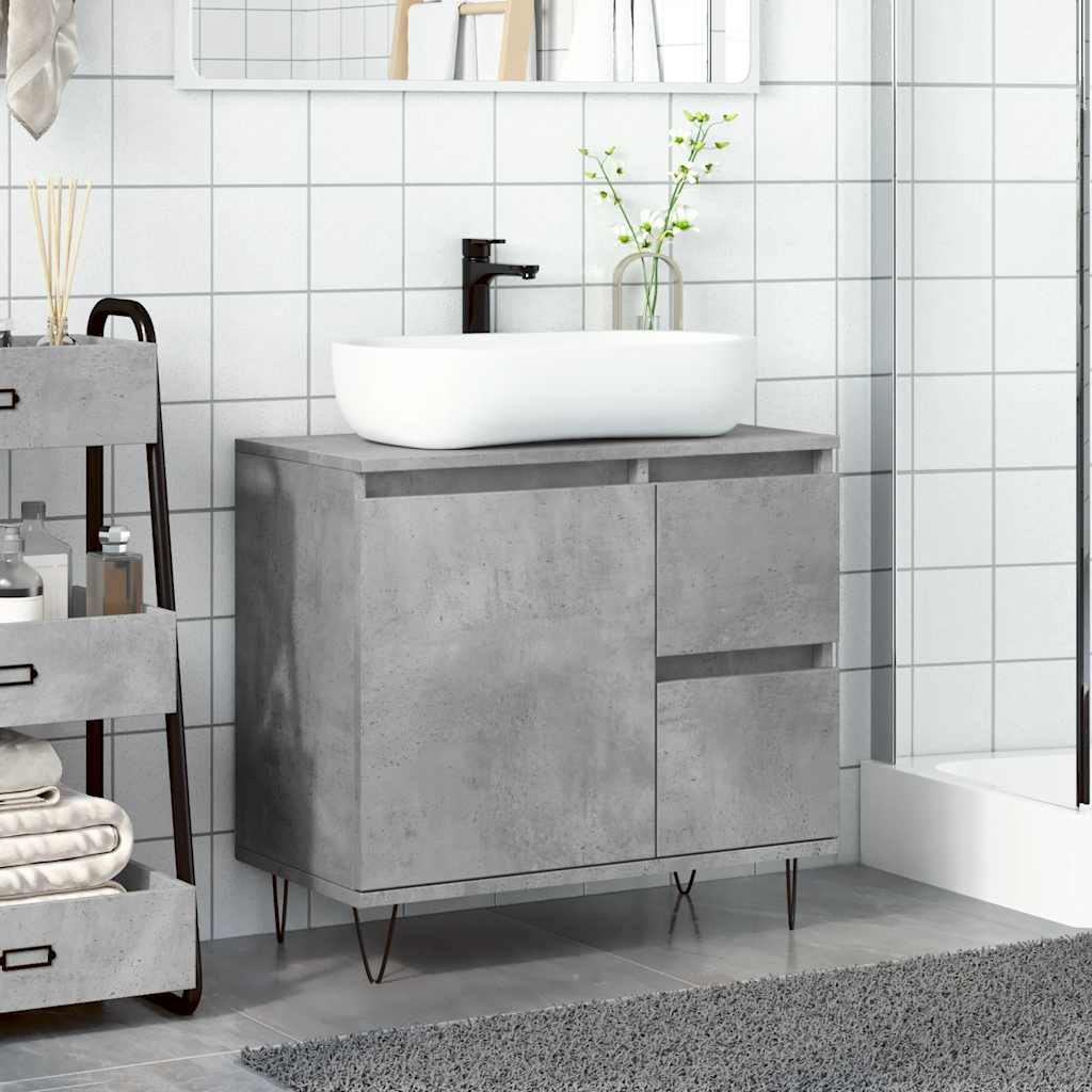 vidaXL Dulap de chiuvetă baie, gri beton, 65x33x60 cm, lemn prelucrat vidaXL Dulap de chiuvetă baie, gri beton, 65x33x60 cm, lemn prelucrat