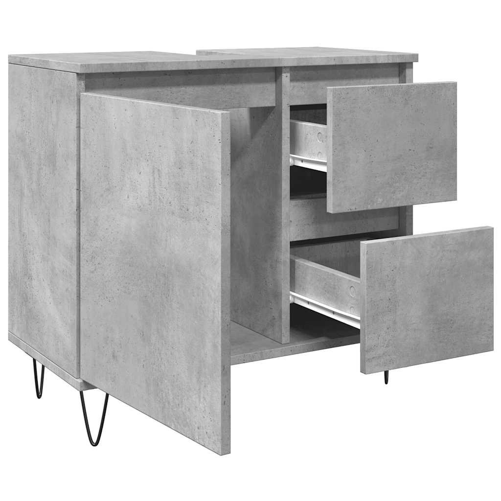vidaXL Dulap de chiuvetă baie, gri beton, 65x33x60 cm, lemn prelucrat vidaXL Dulap de chiuvetă baie, gri beton, 65x33x60 cm, lemn prelucrat