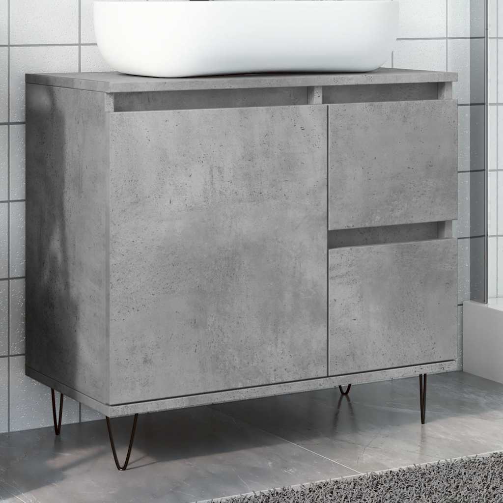 vidaXL Dulap de chiuvetă baie, gri beton, 65x33x60 cm, lemn prelucrat vidaXL Dulap de chiuvetă baie, gri beton, 65x33x60 cm, lemn prelucrat