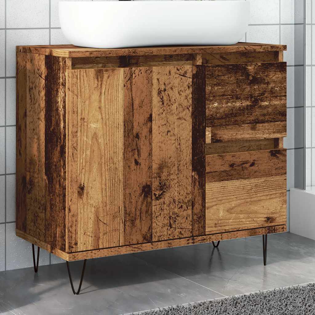 vidaXL Dulap chiuvetă baie, lemn vechi, 65x33x60 cm, lemn prelucrat vidaXL Dulap chiuvetă baie, lemn vechi, 65x33x60 cm, lemn prelucrat