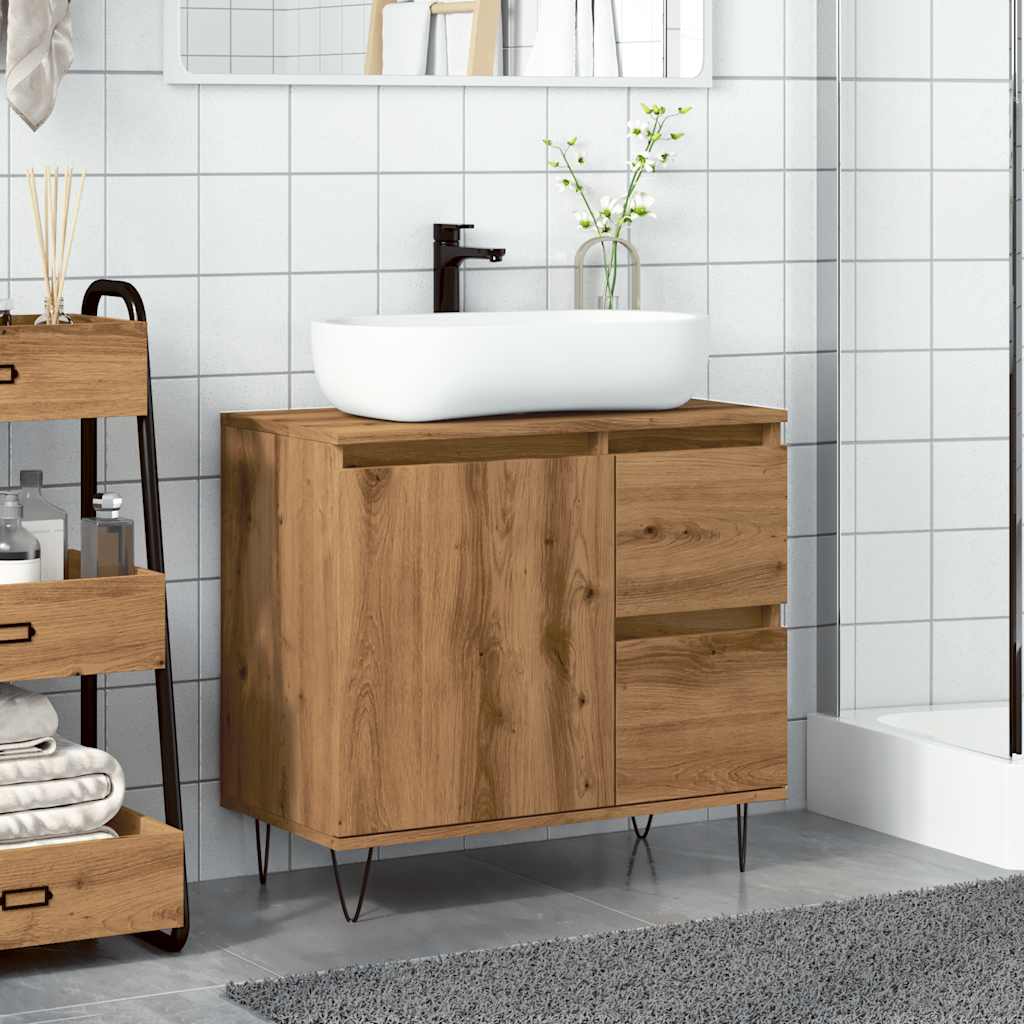 vidaXL Dulap chiuvetă baie, stejar artizanal 65x33x60cm lemn prelucrat vidaXL Dulap chiuvetă baie, stejar artizanal 65x33x60cm lemn prelucrat