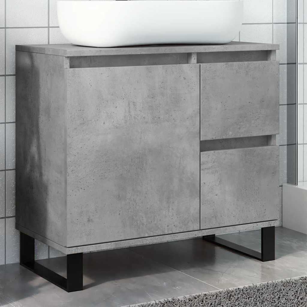 vidaXL Dulap de chiuvetă baie, gri beton, 65x33x60 cm, lemn prelucrat vidaXL Dulap de chiuvetă baie, gri beton, 65x33x60 cm, lemn prelucrat