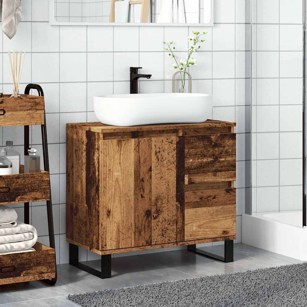 vidaXL Dulap chiuvetă baie, lemn vechi, 65x33x60 cm, lemn prelucrat vidaXL Dulap chiuvetă baie, lemn vechi, 65x33x60 cm, lemn prelucrat