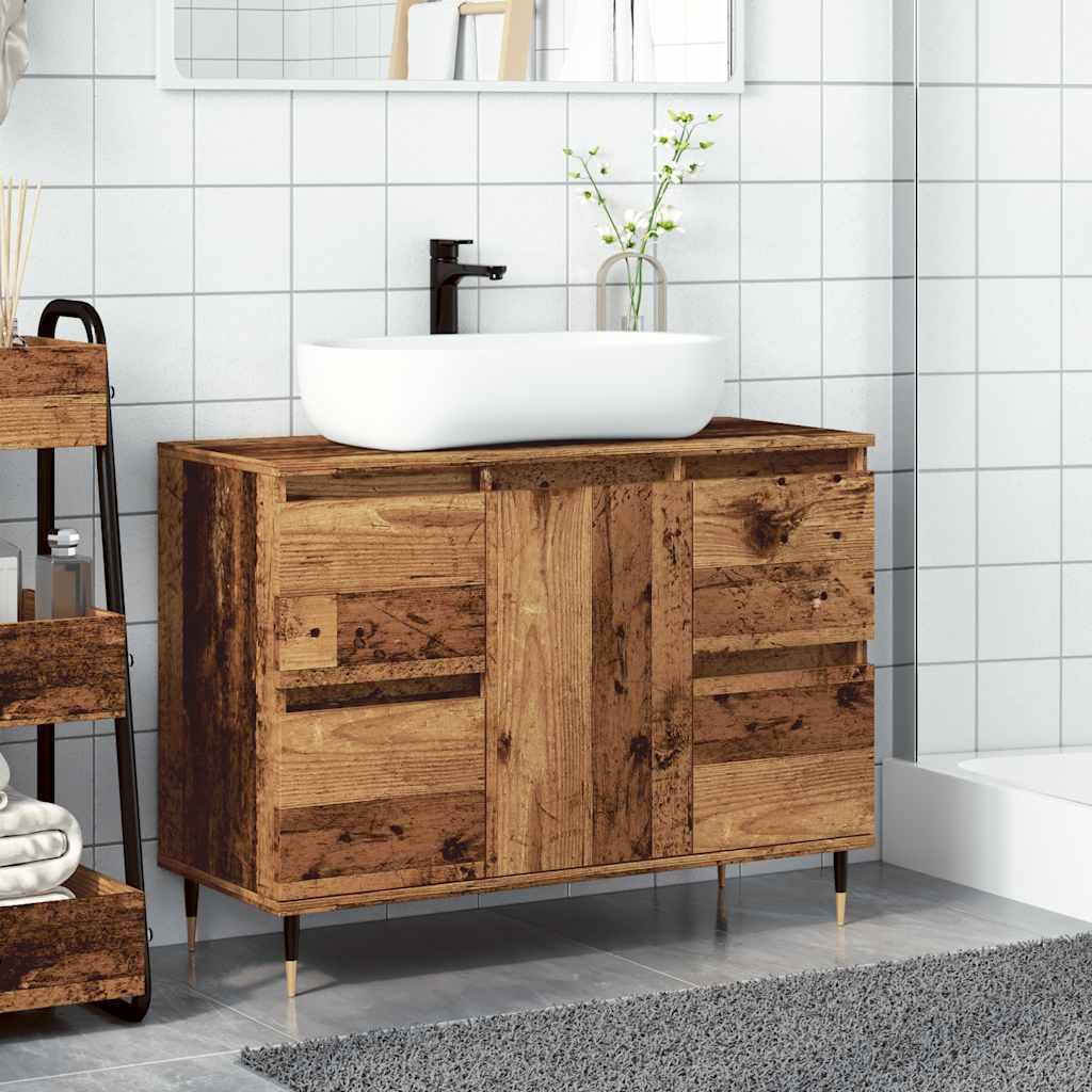 vidaXL Dulap pentru baie, lemn vechi, 80x33x60 cm, lemn prelucrat vidaXL Dulap pentru baie, lemn vechi, 80x33x60 cm, lemn prelucrat