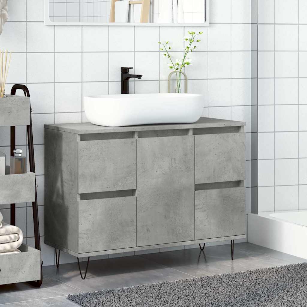 vidaXL Dulap pentru baie, gri beton, 80x33x60 cm, lemn compozit vidaXL Dulap pentru baie, gri beton, 80x33x60 cm, lemn compozit