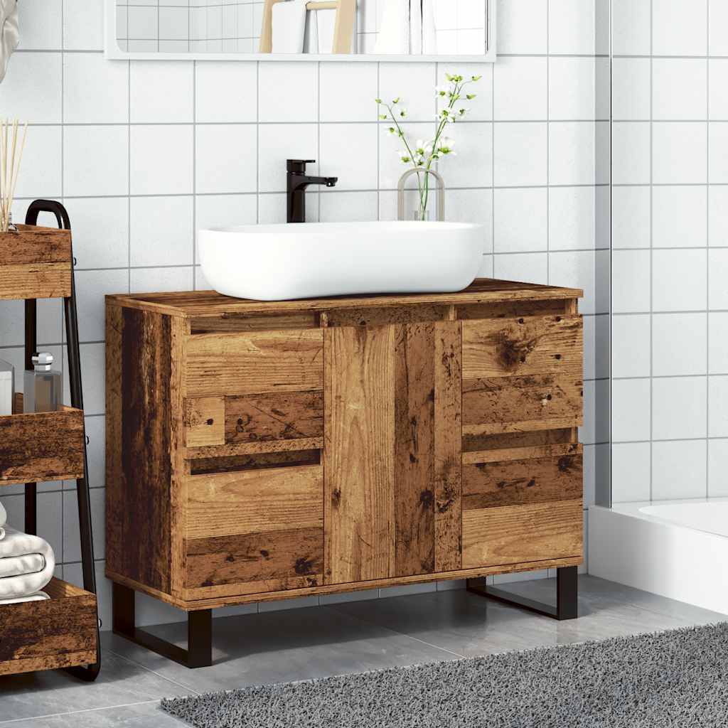 vidaXL Dulap chiuvetă baie, lemn vechi, 80x33x60 cm, lemn prelucrat vidaXL Dulap chiuvetă baie, lemn vechi, 80x33x60 cm, lemn prelucrat