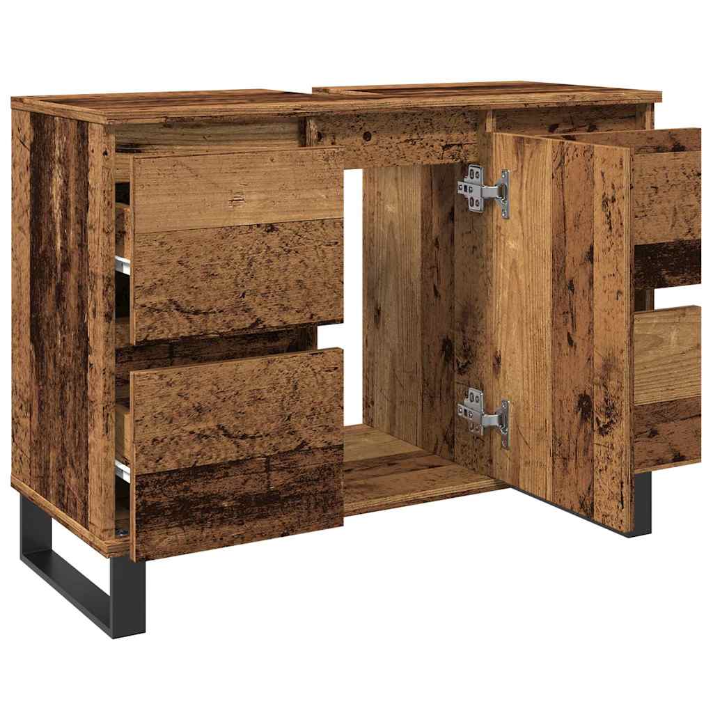 vidaXL Dulap chiuvetă baie, lemn vechi, 80x33x60 cm, lemn prelucrat vidaXL Dulap chiuvetă baie, lemn vechi, 80x33x60 cm, lemn prelucrat