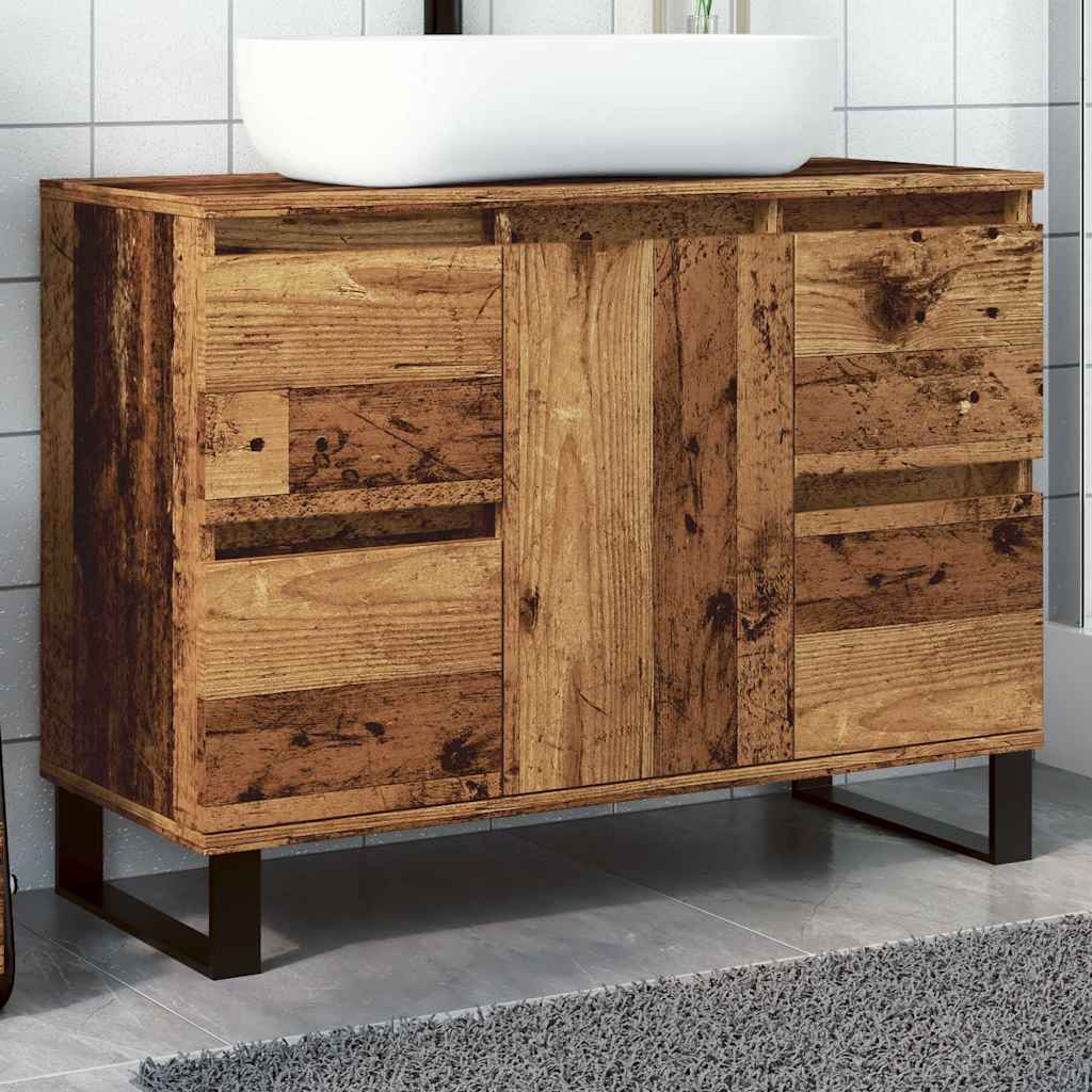 vidaXL Dulap chiuvetă baie, lemn vechi, 80x33x60 cm, lemn prelucrat vidaXL Dulap chiuvetă baie, lemn vechi, 80x33x60 cm, lemn prelucrat