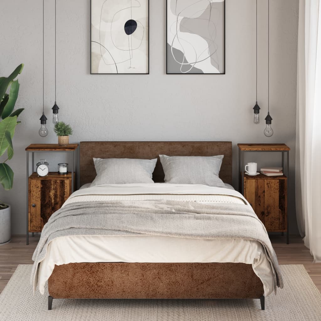 vidaXL Noptiere, 2 buc, lemn învechit, 41x31x80 cm, lemn prelucrat