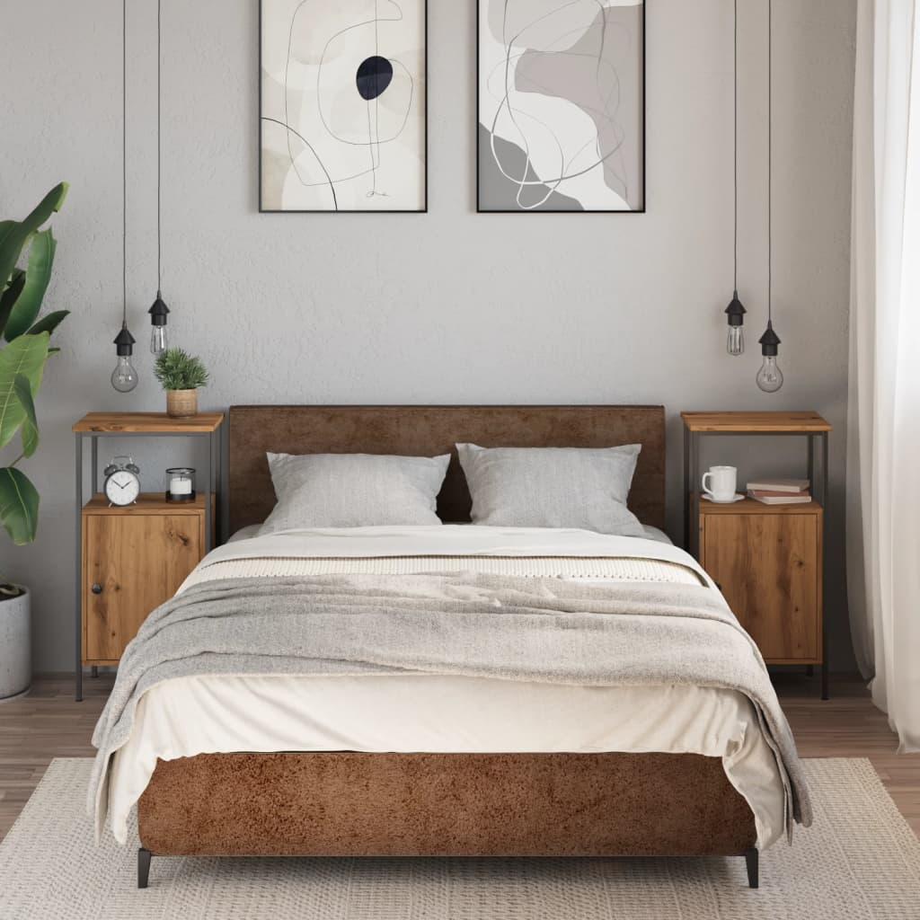 vidaXL Noptiere, 2 buc., stejar artizanal, 41x31x80 cm, lemn prelucrat