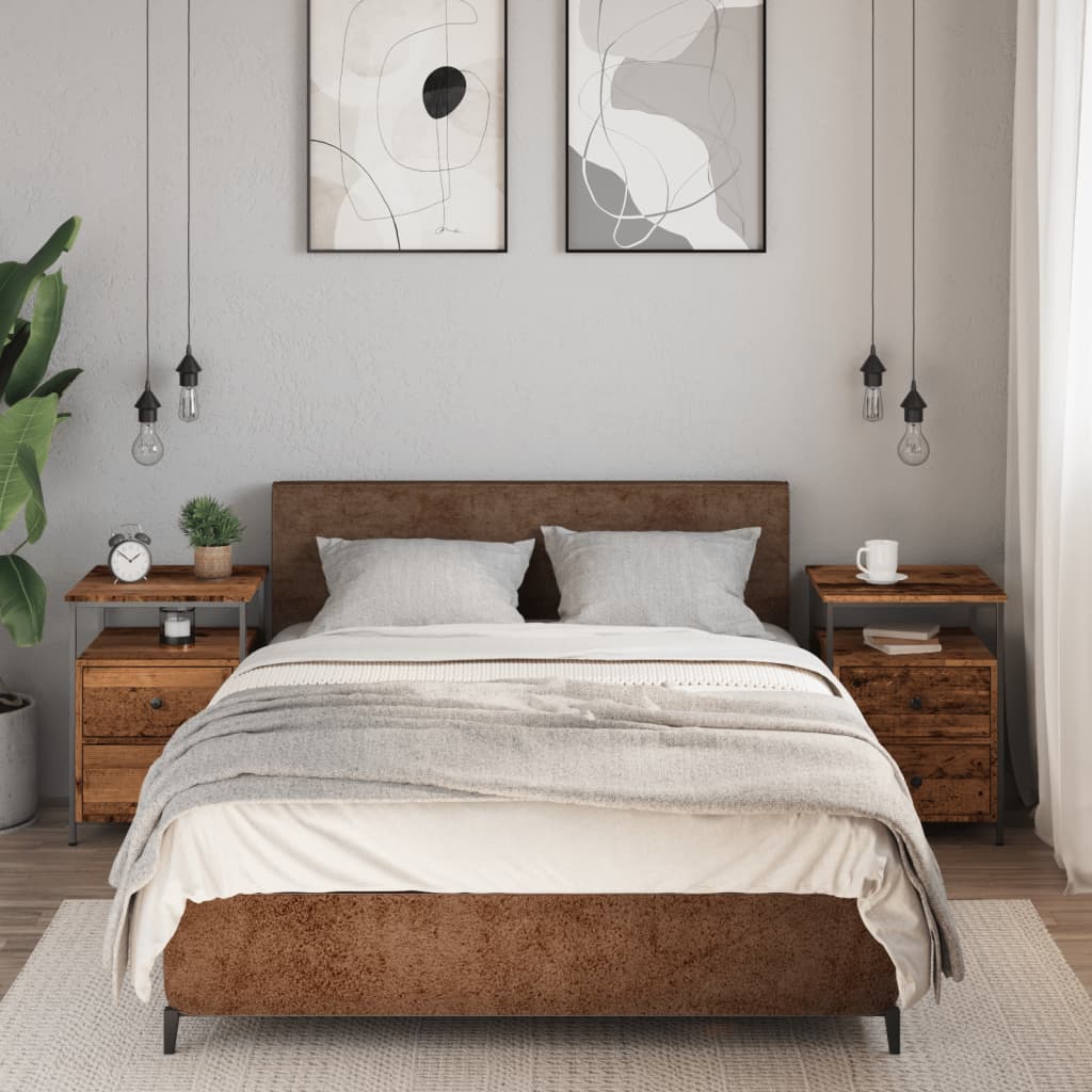 vidaXL Noptiere, 2 buc, lemn vechi, 44x45x60 cm, lemn prelucrat