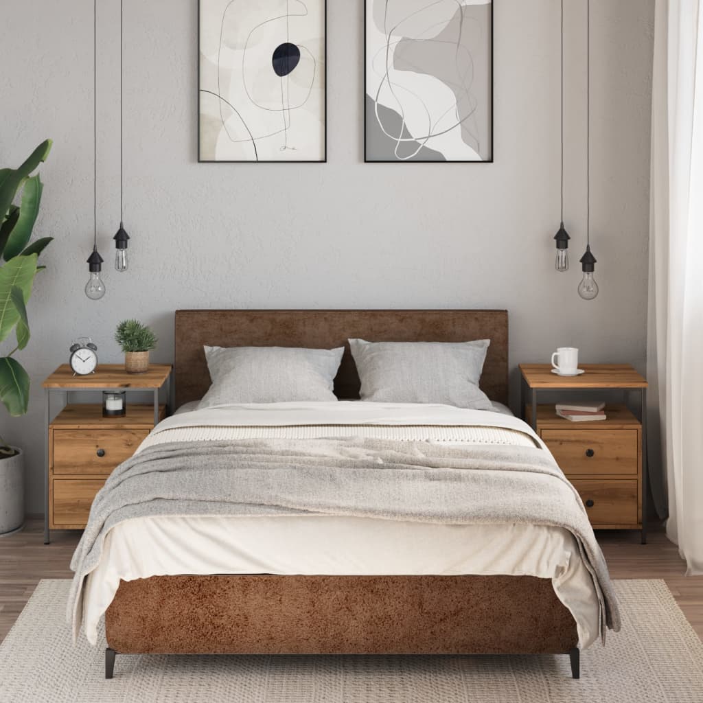 vidaXL Noptiere, 2 buc., stejar artizanal, 44x45x60 cm, lemn prelucrat