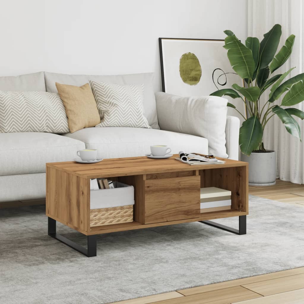 vidaXL Măsuță cafea, stejar artizanal, 90x50x36,5 cm, lemn prelucrat vidaXL Măsuță cafea, stejar artizanal, 90x50x36,5 cm, lemn prelucrat