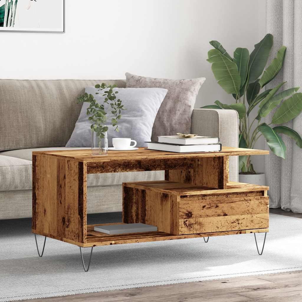 vidaXL Măsuță de cafea, lemn vechi, 90x49x45 cm, lemn prelucrat vidaXL Măsuță de cafea, lemn vechi, 90x49x45 cm, lemn prelucrat