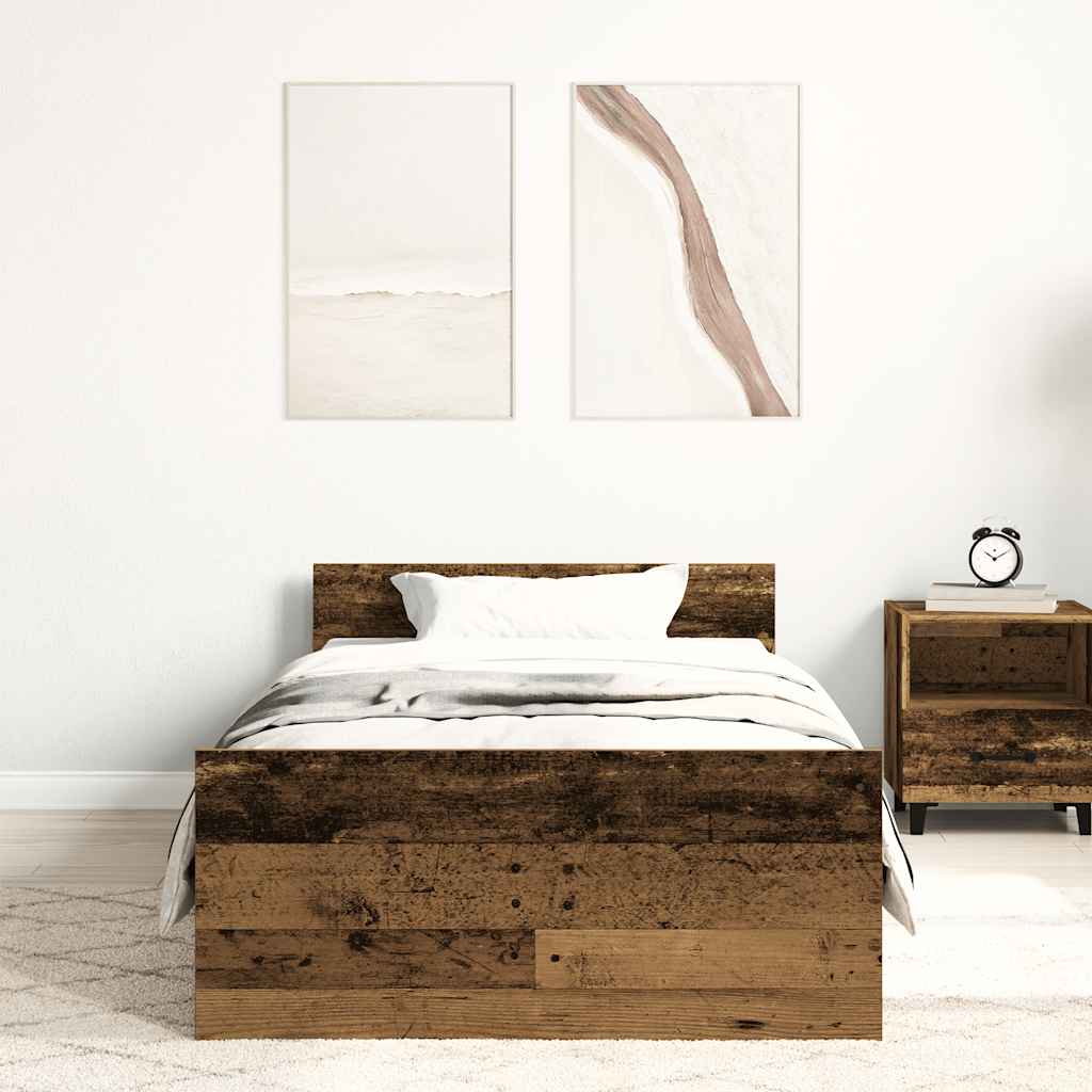 vidaXL Cadru de pat fără saltea Lemn vechi 90x190cm Lemn prelucrat vidaXL Cadru de pat fără saltea Lemn vechi 90x190cm Lemn prelucrat
