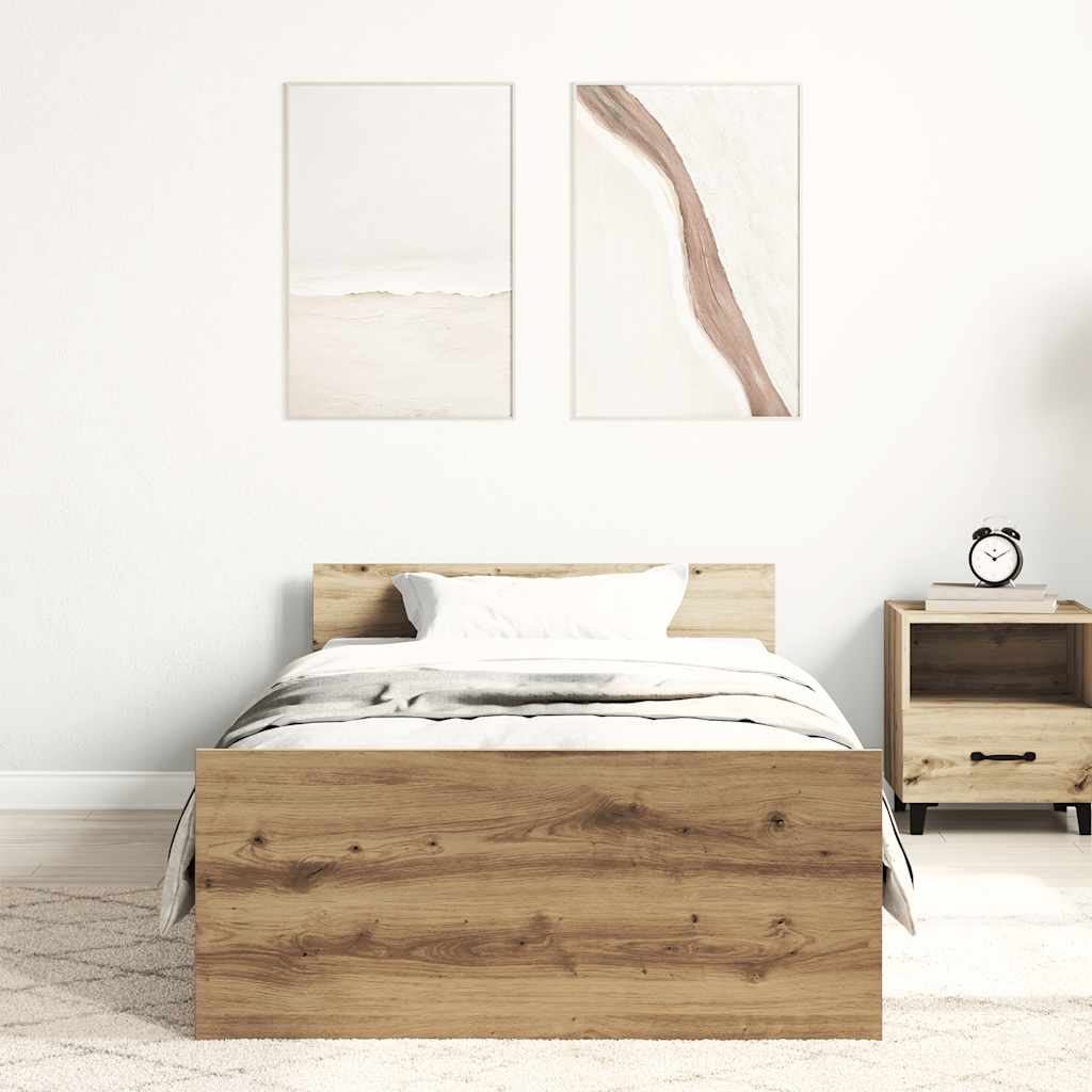 vidaXL Cadru de pat fără saltea Stejar Artisan 90x190cm Lemn prelucrat