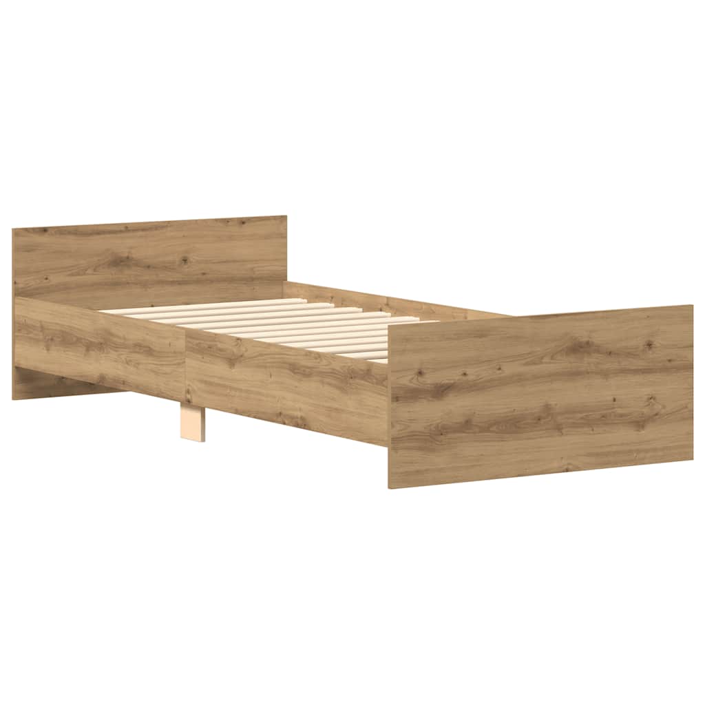vidaXL Cadru de pat fără saltea Stejar Artisan 90x190cm Lemn prelucrat
