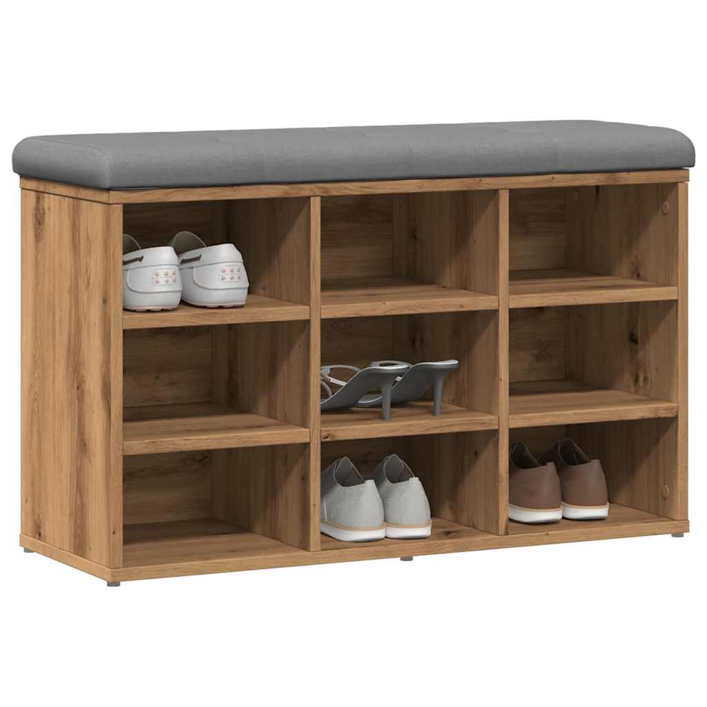 vidaXL Banchetă pantofar stejar artizanal 82x32x50 cm lemn prelucrat
