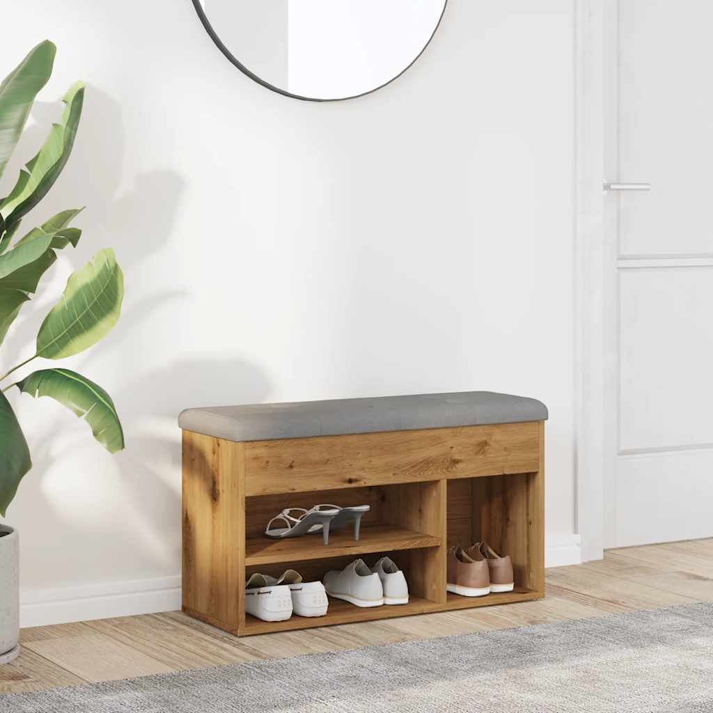 vidaXL Banchetă pantofar stejar artizanal 82x32x45,5 cm lemn prelucrat vidaXL Banchetă pantofar stejar artizanal 82x32x45,5 cm lemn prelucrat