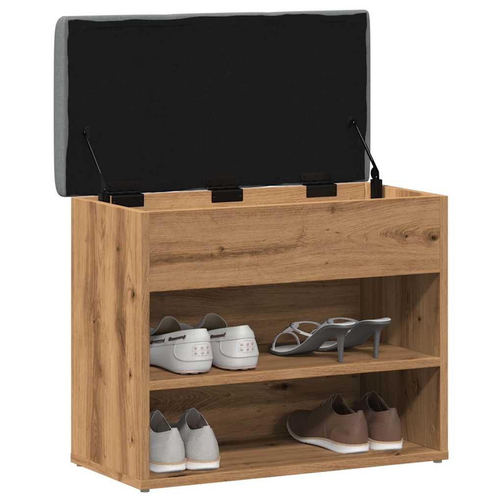 vidaXL Banchetă pantofar stejar artizanal 62x32x50 cm lemn prelucrat