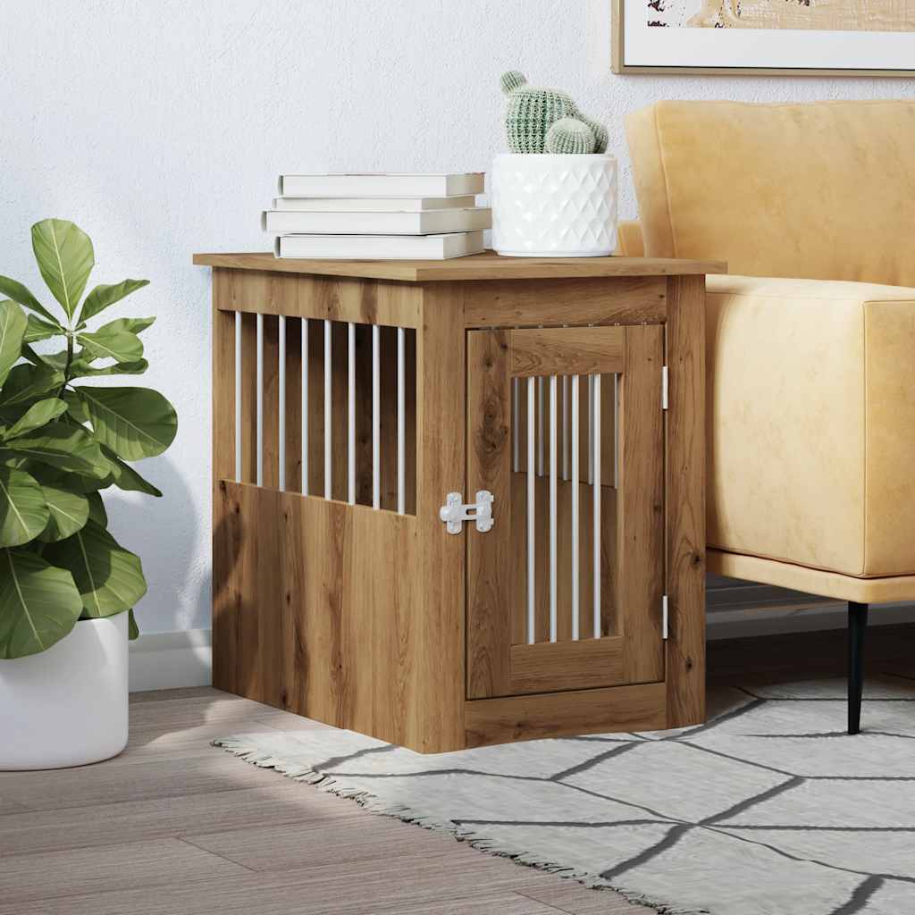 vidaXL Ladă pentru câini, Stejar artizanal, 45x62x59cm, lemn prelucrat vidaXL Ladă pentru câini, Stejar artizanal, 45x62x59cm, lemn prelucrat