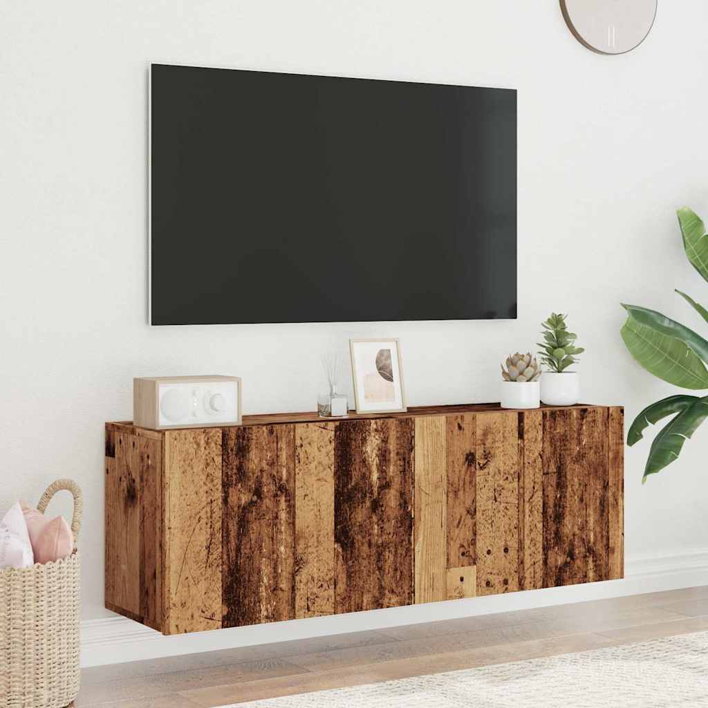 vidaXL Comodă TV de perete, 2 buc. lemn vechi, 60x30x41 cm