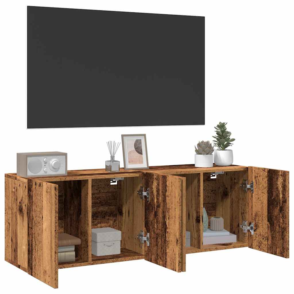 vidaXL Comodă TV de perete, 2 buc. lemn vechi, 60x30x41 cm