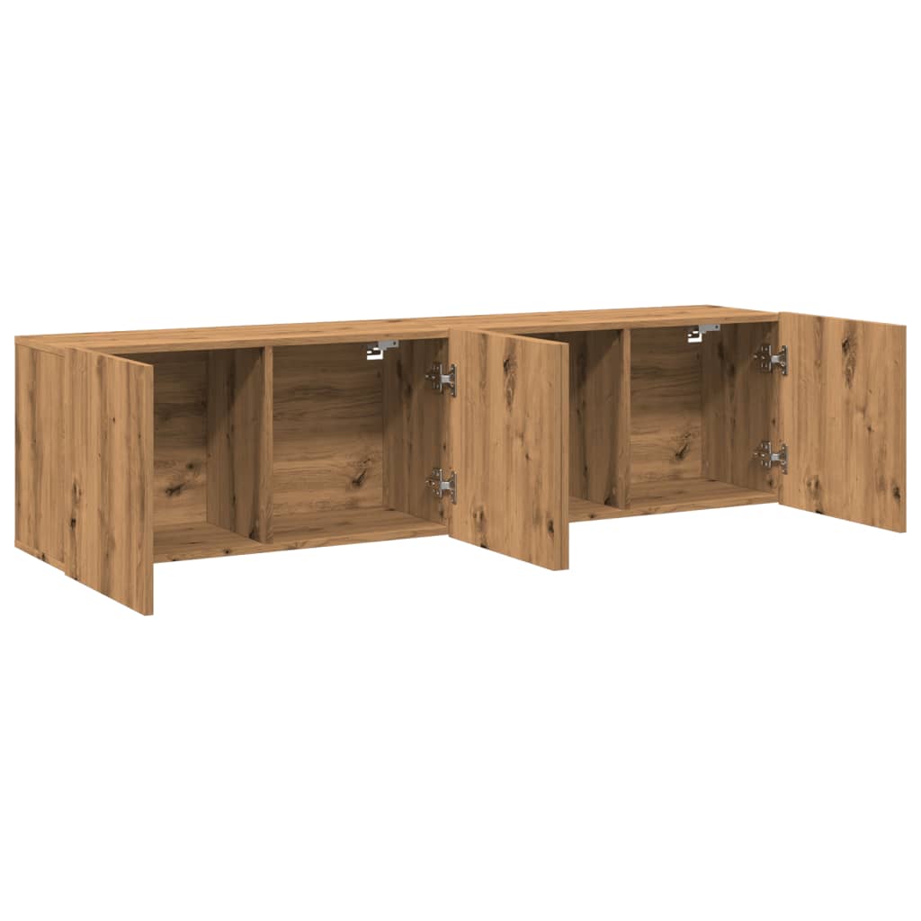 vidaXL Comodă TV de perete, 2 buc. stejar artizanal, 80x30x41 cm