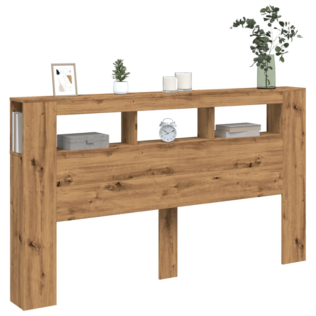 vidaXL Tăblie de pat cu LED, stejar artizanal, 180x18,5x103,5 cm, lemn