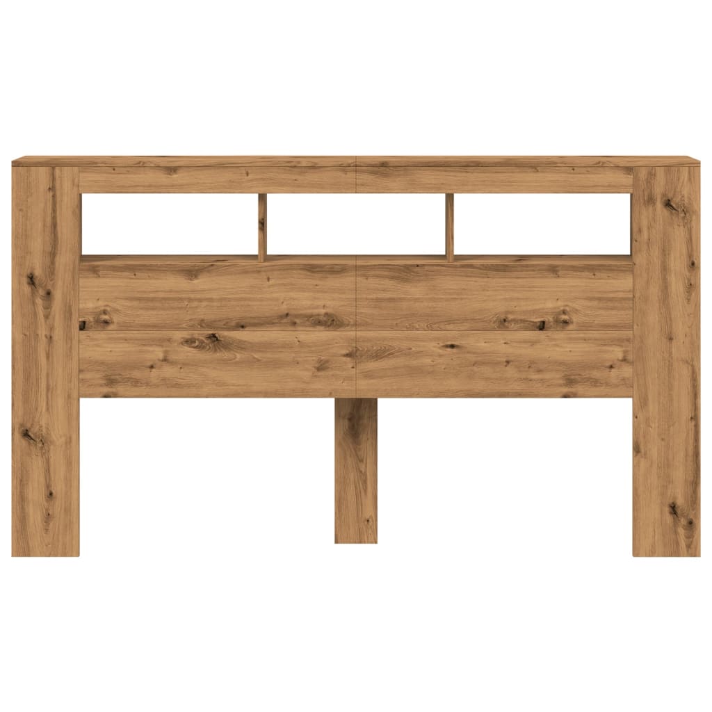 vidaXL Tăblie de pat cu LED, stejar artizanal, 180x18,5x103,5 cm, lemn