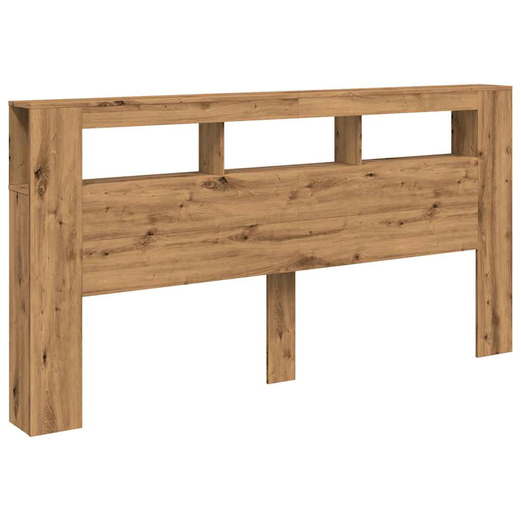 vidaXL Tăblie de pat cu LED, stejar artizanal, 200x18,5x103,5 cm, lemn