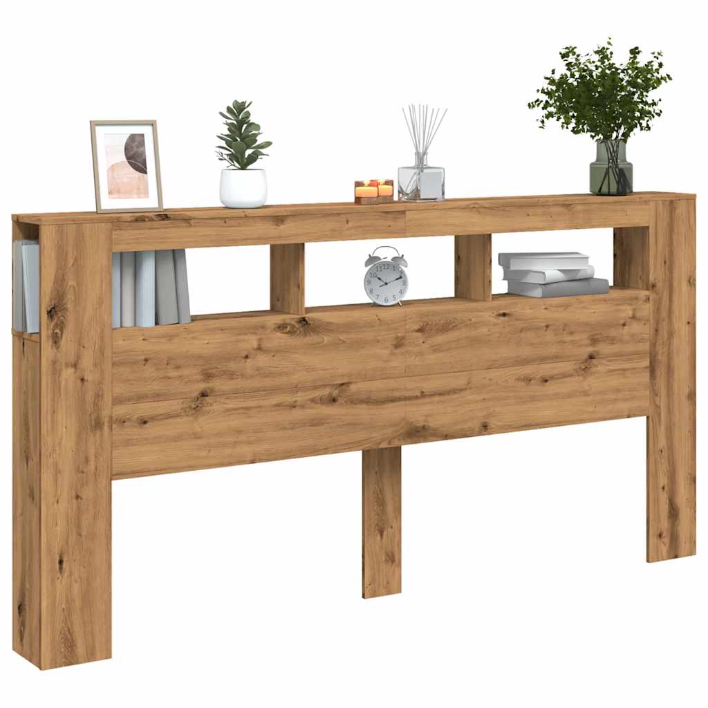 vidaXL Tăblie de pat cu LED, stejar artizanal, 200x18,5x103,5 cm, lemn
