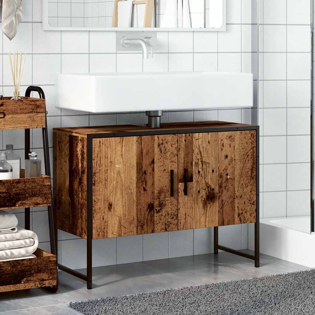 vidaXL Dulap chiuvetă baie, lemn vechi, 80x33x60 cm, lemn prelucrat vidaXL Dulap chiuvetă baie, lemn vechi, 80x33x60 cm, lemn prelucrat