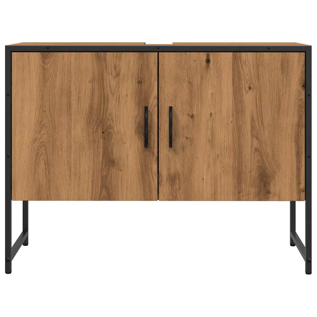 vidaXL Dulap chiuvetă baie stejar artizanal 80x33x60 cm lemn prelucrat vidaXL Dulap chiuvetă baie stejar artizanal 80x33x60 cm lemn prelucrat