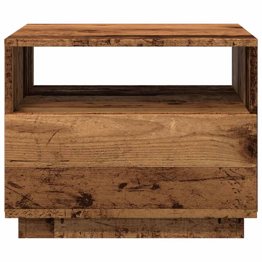 vidaXL Măsuță de cafea cu lumini LED, lemn vechi, 50x49x40 cm