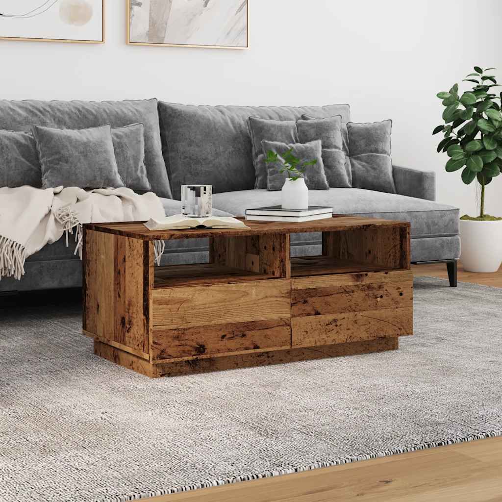 vidaXL Măsuță de cafea cu lumini LED, lemn vechi, 90x49x40 cm vidaXL Măsuță de cafea cu lumini LED, lemn vechi, 90x49x40 cm