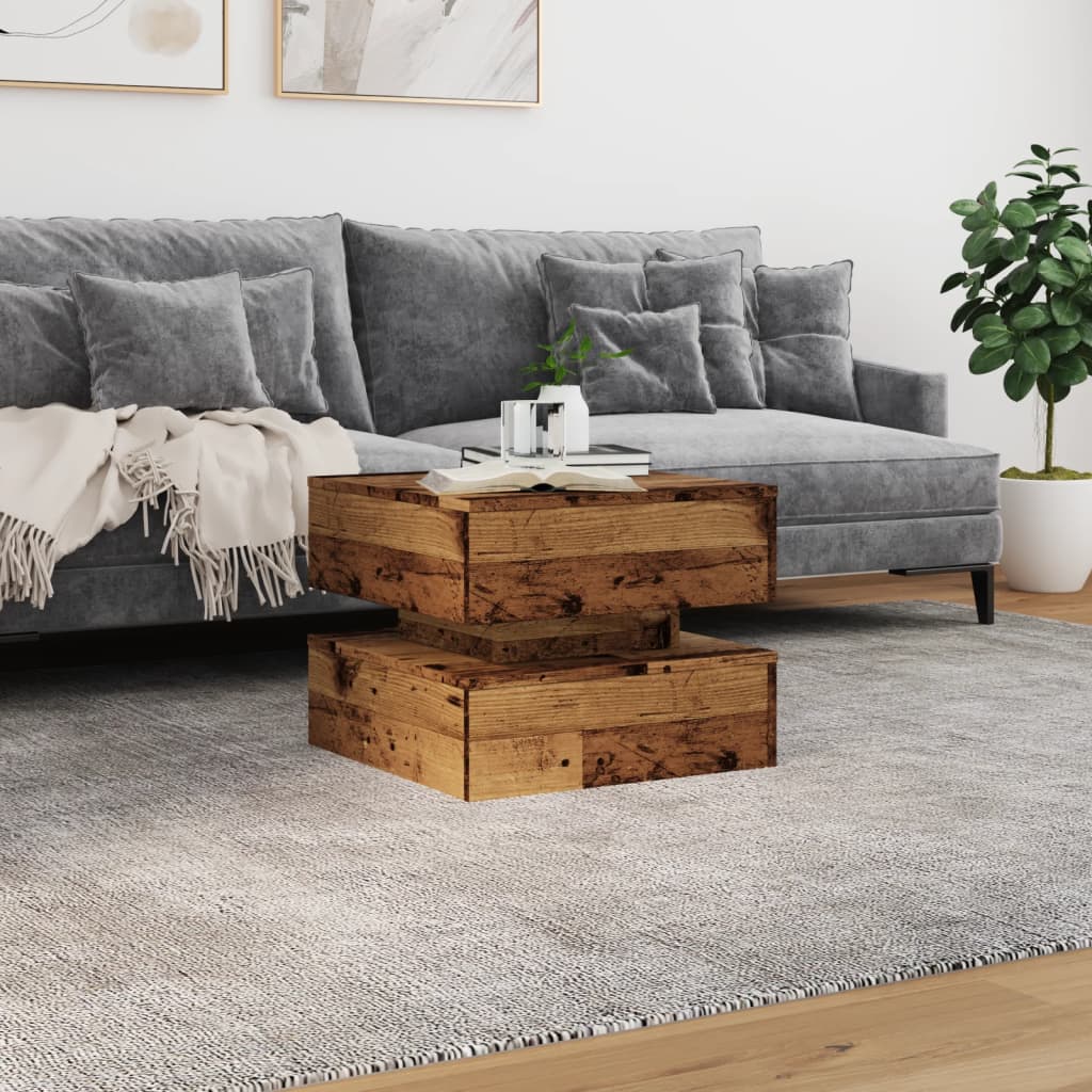 vidaXL Măsuță de cafea cu lumini LED, lemn vechi, 50x50x40 cm vidaXL Măsuță de cafea cu lumini LED, lemn vechi, 50x50x40 cm