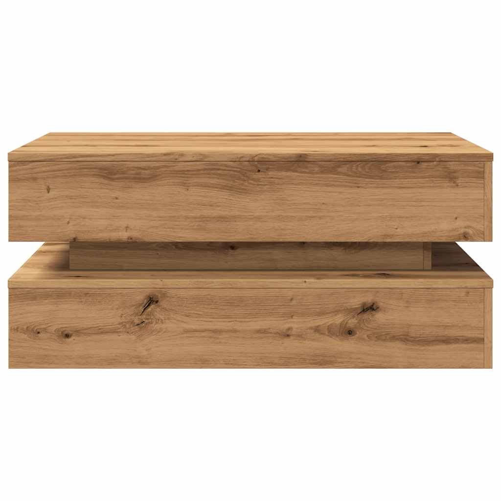 vidaXL Măsuță de cafea cu lumini LED, stejar artizanal, 90x50x40 cm vidaXL Măsuță de cafea cu lumini LED, stejar artizanal, 90x50x40 cm
