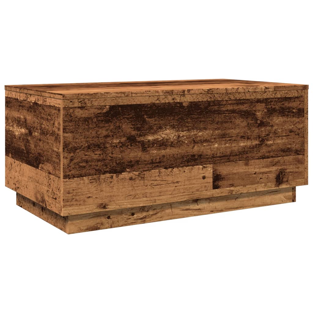 vidaXL Măsuță de cafea cu lumini LED, lemn vechi, 90x50x40 cm