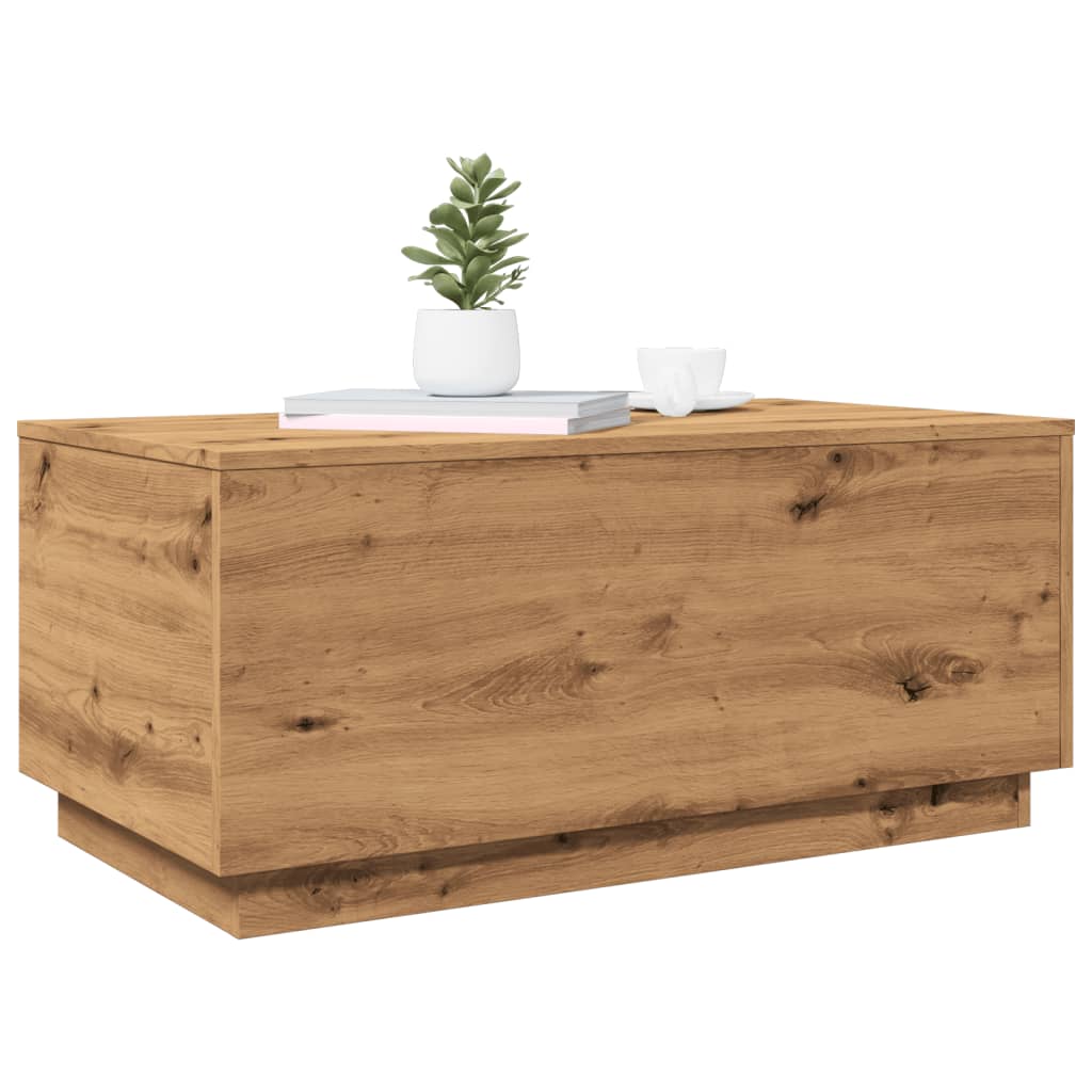 vidaXL Măsuță de cafea cu lumini LED, stejar artizanal, 90x50x40 cm vidaXL Măsuță de cafea cu lumini LED, stejar artizanal, 90x50x40 cm