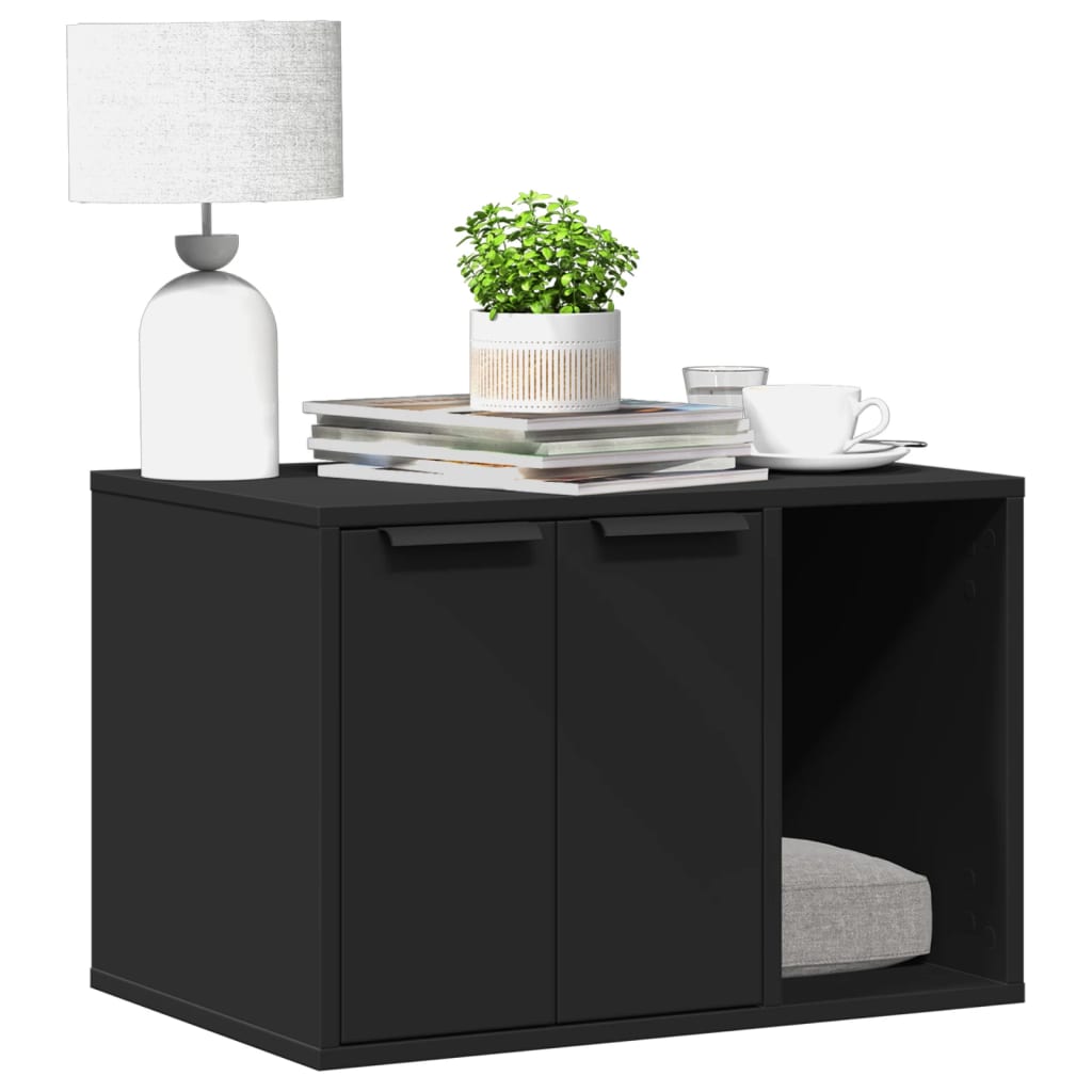 vidaXL Cutie litieră pisici negru 60x40x40 cm lemn prelucrat vidaXL Cutie litieră pisici negru 60x40x40 cm lemn prelucrat