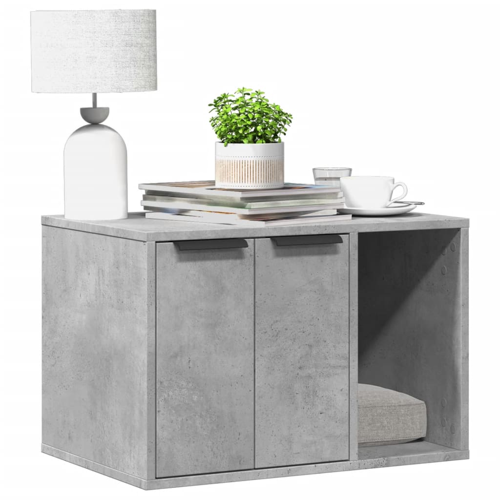 vidaXL Cutie litieră pisici gri beton 60x40x40 cm lemn prelucrat vidaXL Cutie litieră pisici gri beton 60x40x40 cm lemn prelucrat