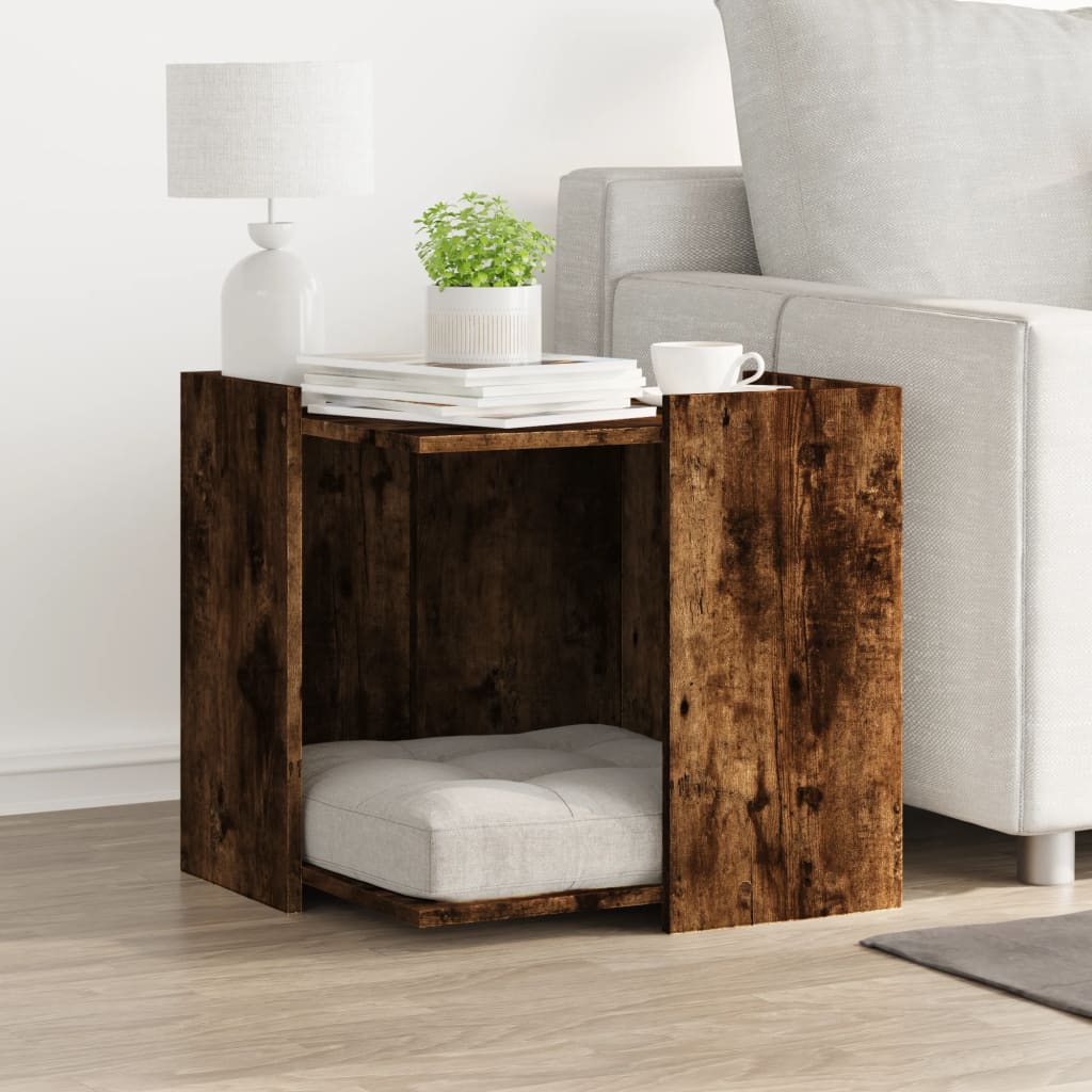 vidaXL Cutie litieră pisici stejar fumuriu 53x53x51 cm lemn prelucrat