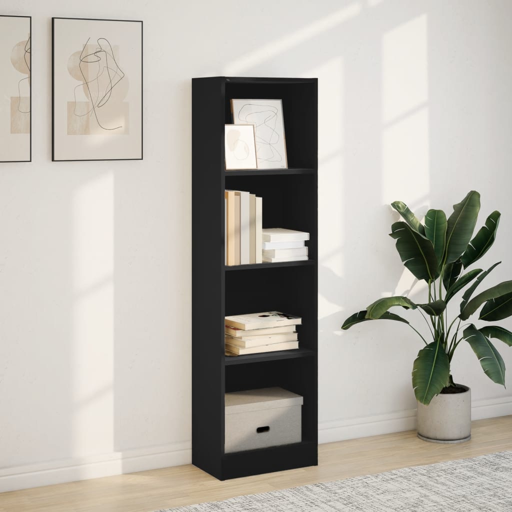 vidaXL Bibliotecă, negru, 40x24x143 cm, lemn prelucrat