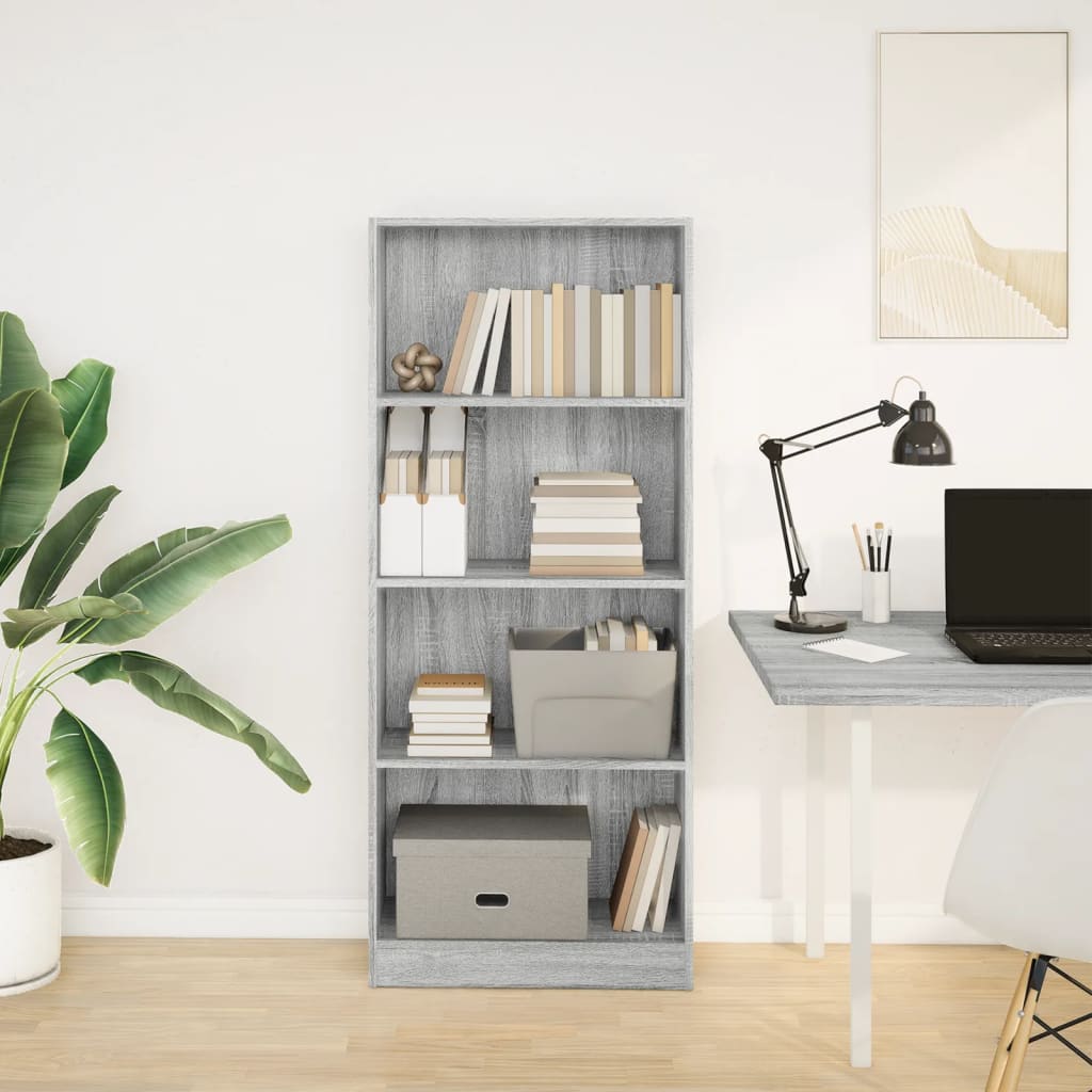 vidaXL Bibliotecă, gri sonoma, 60x24x143 cm, lemn prelucrat vidaXL Bibliotecă, gri sonoma, 60x24x143 cm, lemn prelucrat