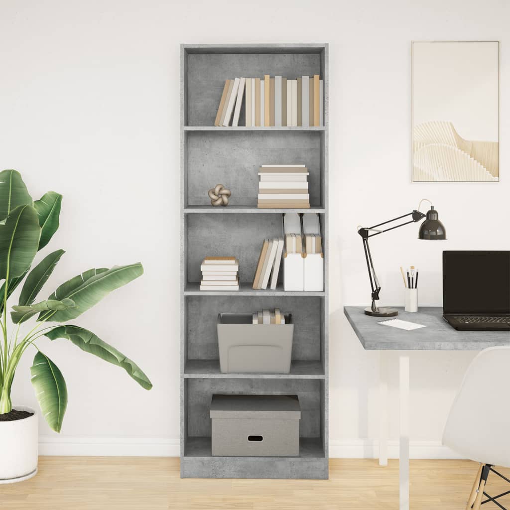 vidaXL Bibliotecă, gri beton, 60x24x176 cm, lemn prelucrat vidaXL Bibliotecă, gri beton, 60x24x176 cm, lemn prelucrat