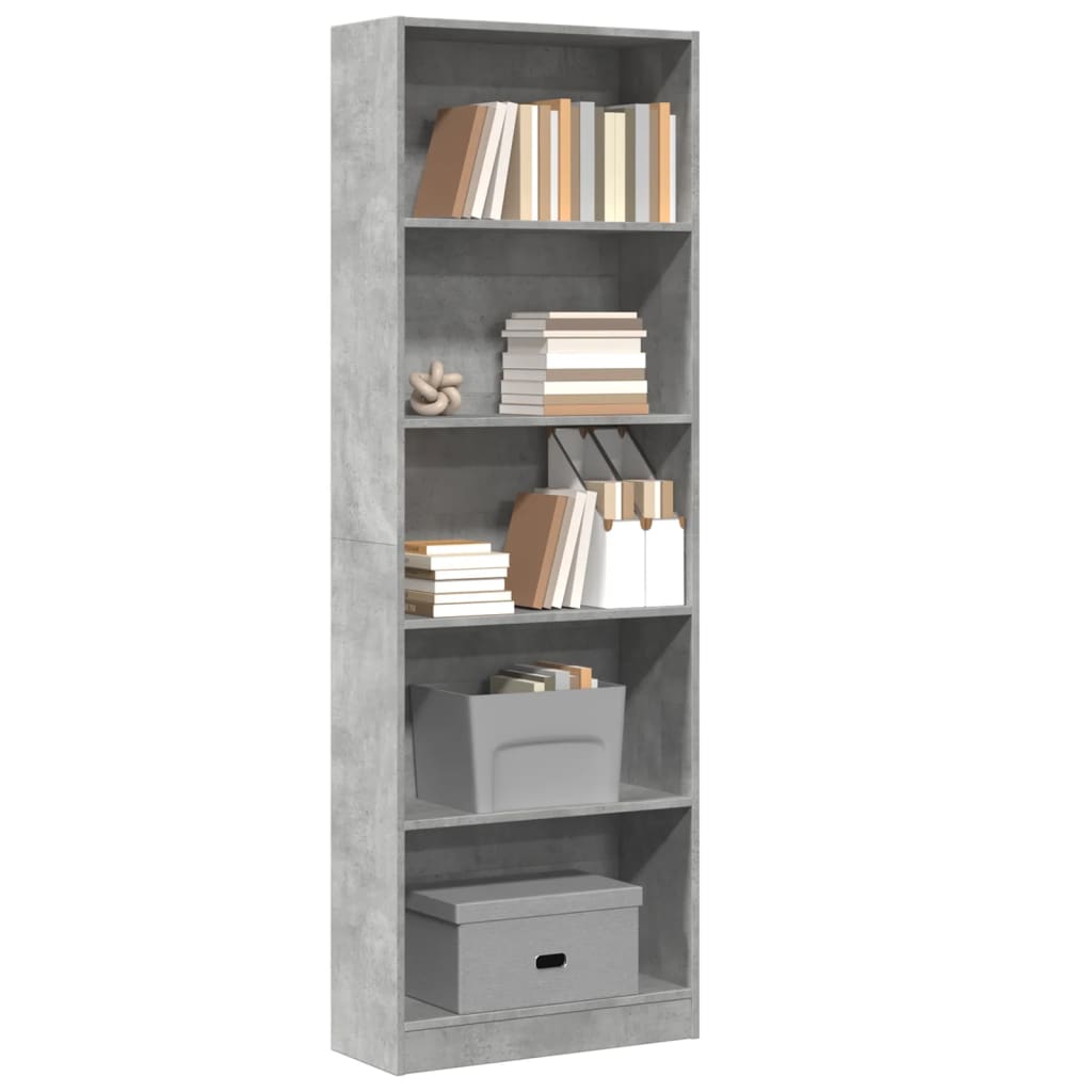 vidaXL Bibliotecă, gri beton, 60x24x176 cm, lemn prelucrat vidaXL Bibliotecă, gri beton, 60x24x176 cm, lemn prelucrat